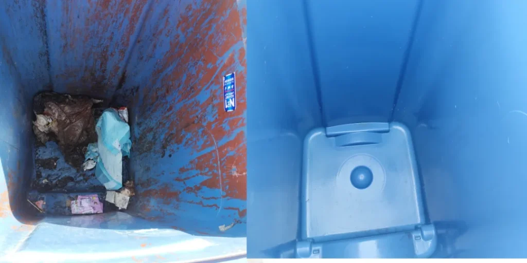 Before and after bin clean