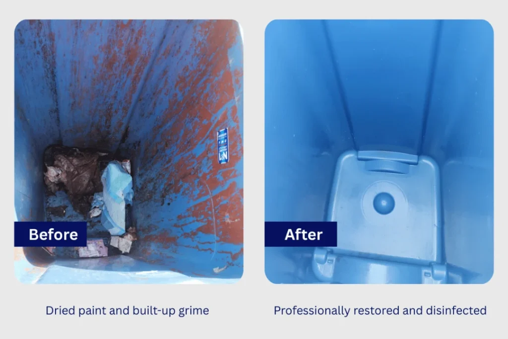 Dried paint and built-up grime before and after